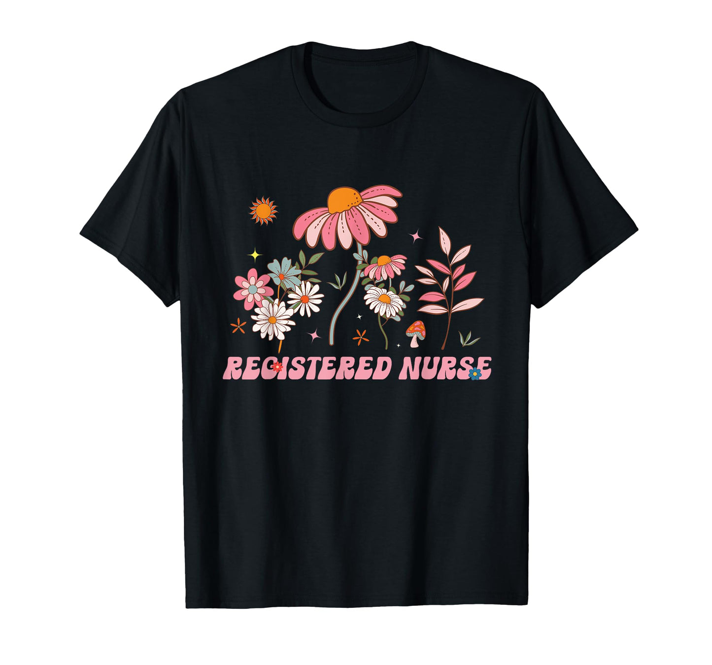 Groovy Registered Nurse Wildflower Flowers Summer T-Shirt