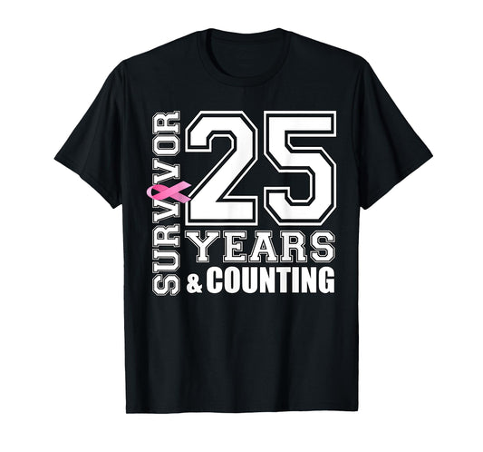 25 Years Breast Cancer Survivor Pink Ribbon Gifts For Women T-Shirt