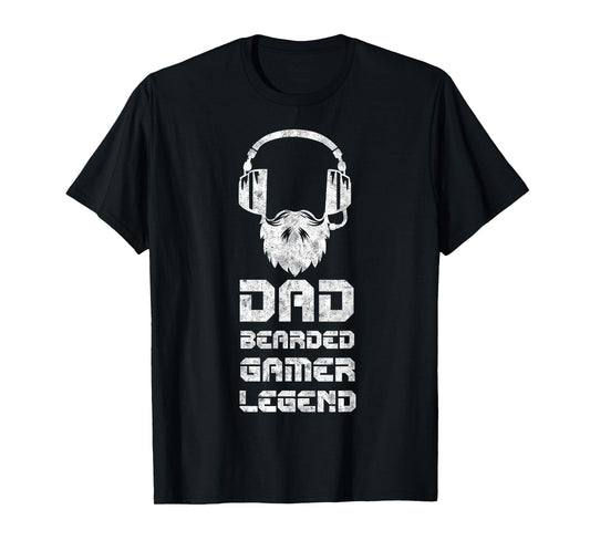 Dad Bearded Gamer Father's Day Humor Tee Bearded Daddy Gamer T-Shirt