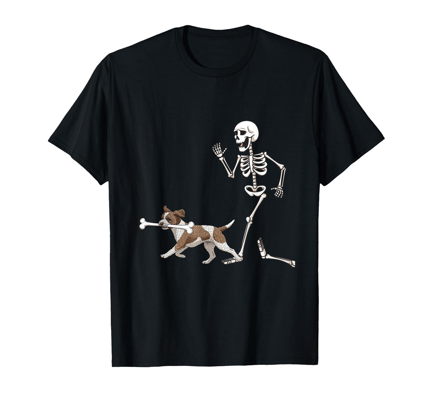 Funny Halloween Lagotto Romagnolo and Skeleton T-Shirt