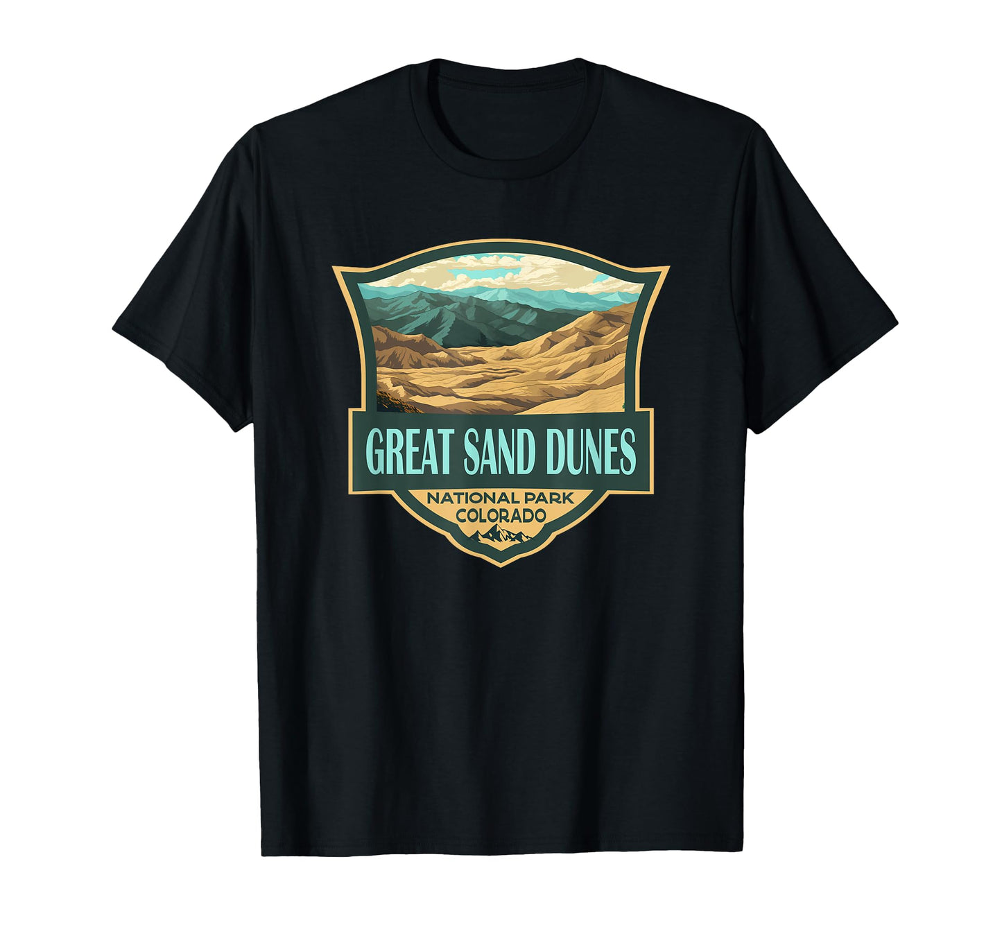 Great Sand Dunes National Park Illustration Retro Badge T-Shirt