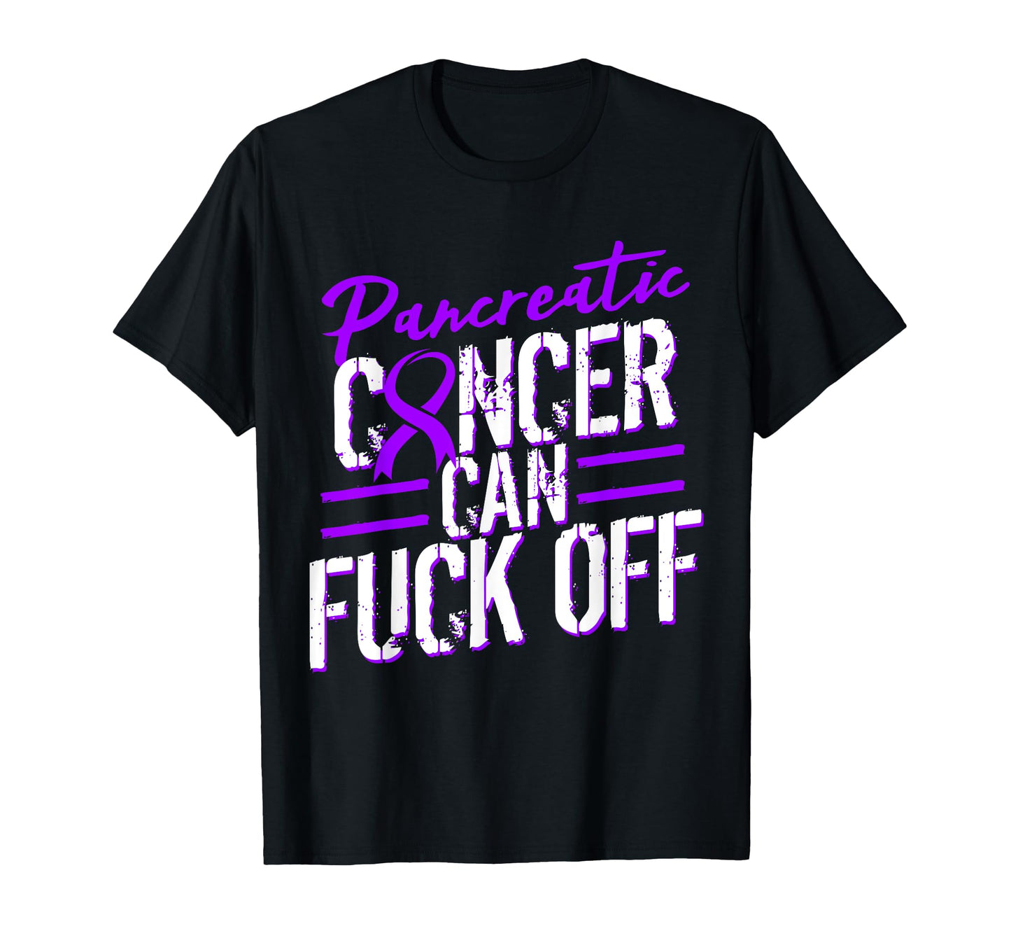 Pancreatic Cancer Fuck Off T-shirt Purple Ribbon Support T-Shirt