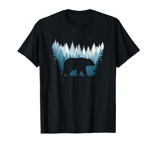 Bear Landscape Pine Tree Forest Nature Graphic Men Women T-Shirt