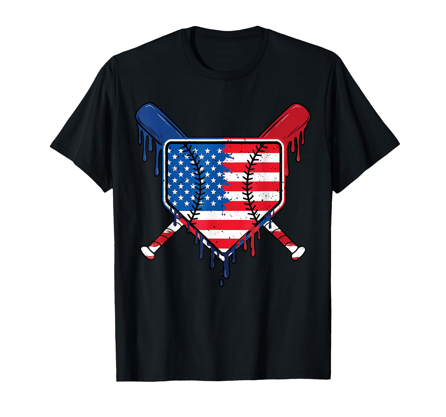 Baseball Drip Boys Ice Cream Patriotic American Flag T-Shirt