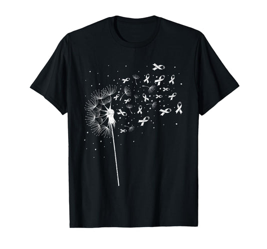 Dandelion Flower Men Women Apparel, White Ribbon Lung Cancer T-Shirt