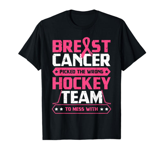 Breast Cancer Hockey Team Pink Awareness Ribbon Patient T-Shirt