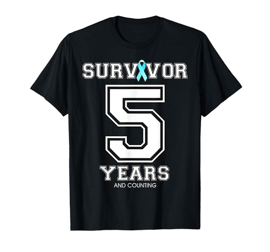 5 Years Ovarian Cancer Survivor Teal Ribbon Gift For Women T-Shirt