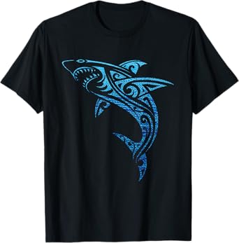 Artistic Tribal Shark Hawaiian Polynesian Tattoo Vacation T-Shirt
