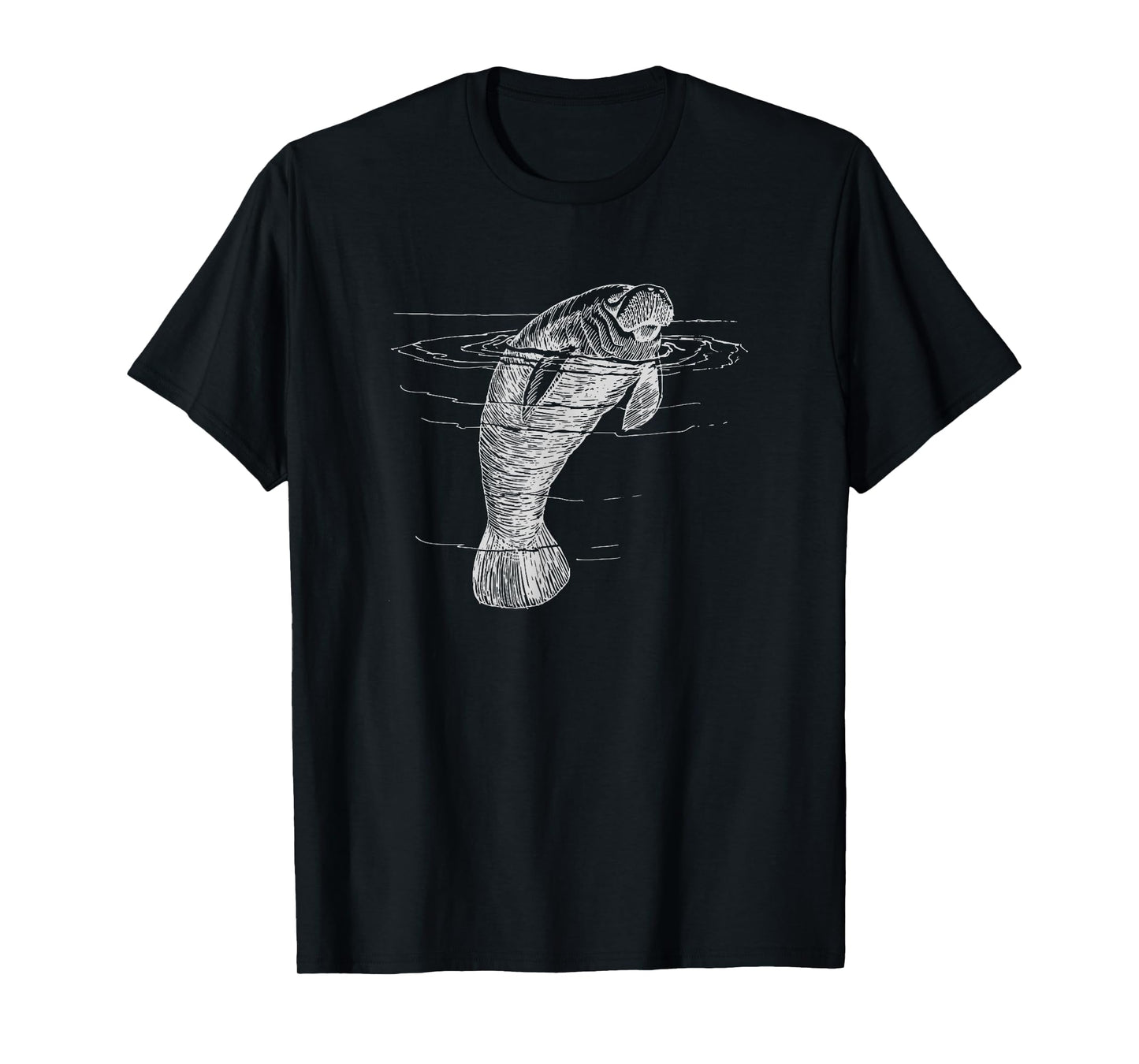 Manatee Illustration Sea Cow Marine Mammal Friendly Manatee T-Shirt