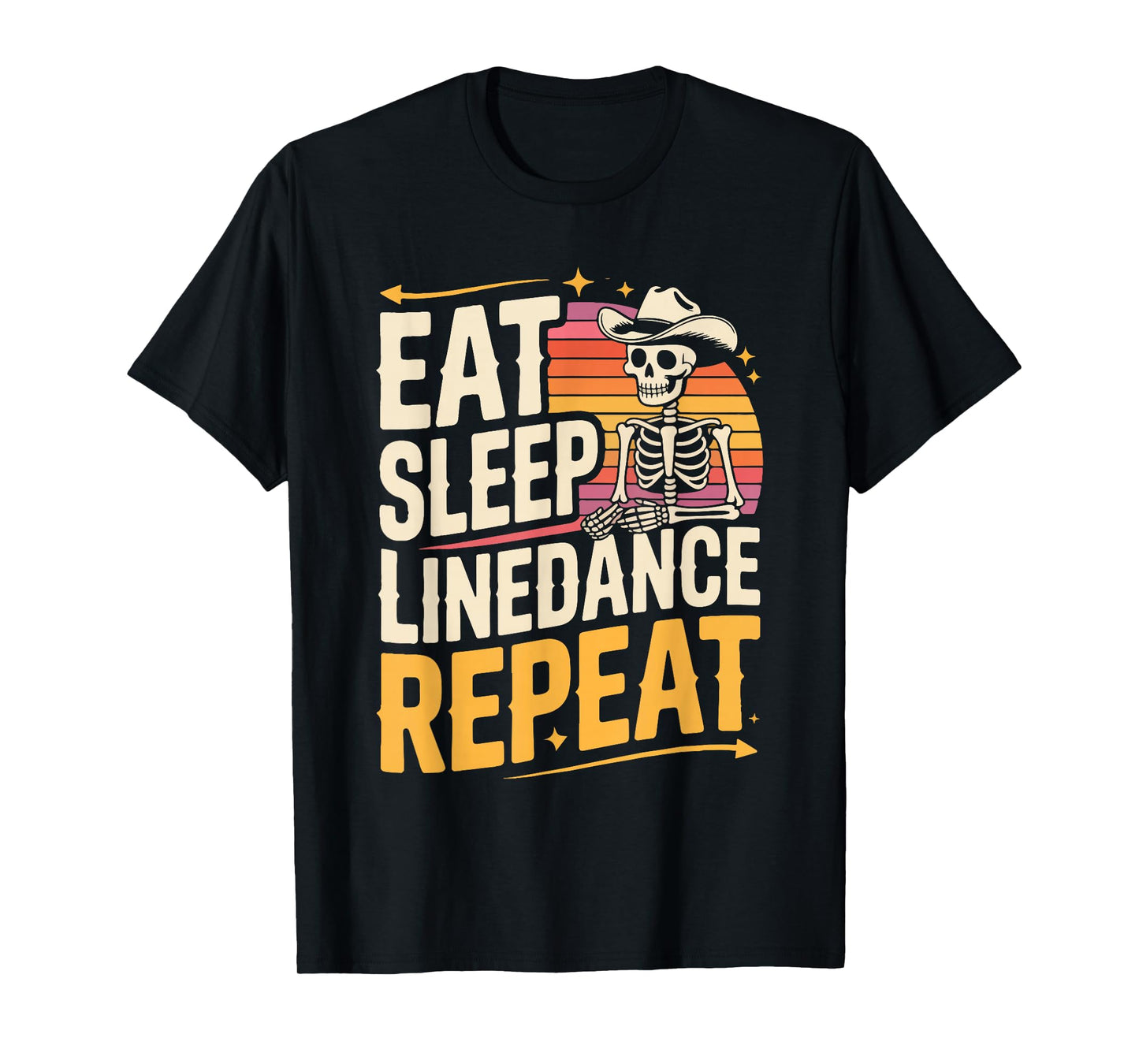 Eat Sleep Linedance Repeat Skeleton Cowboy T-Shirt