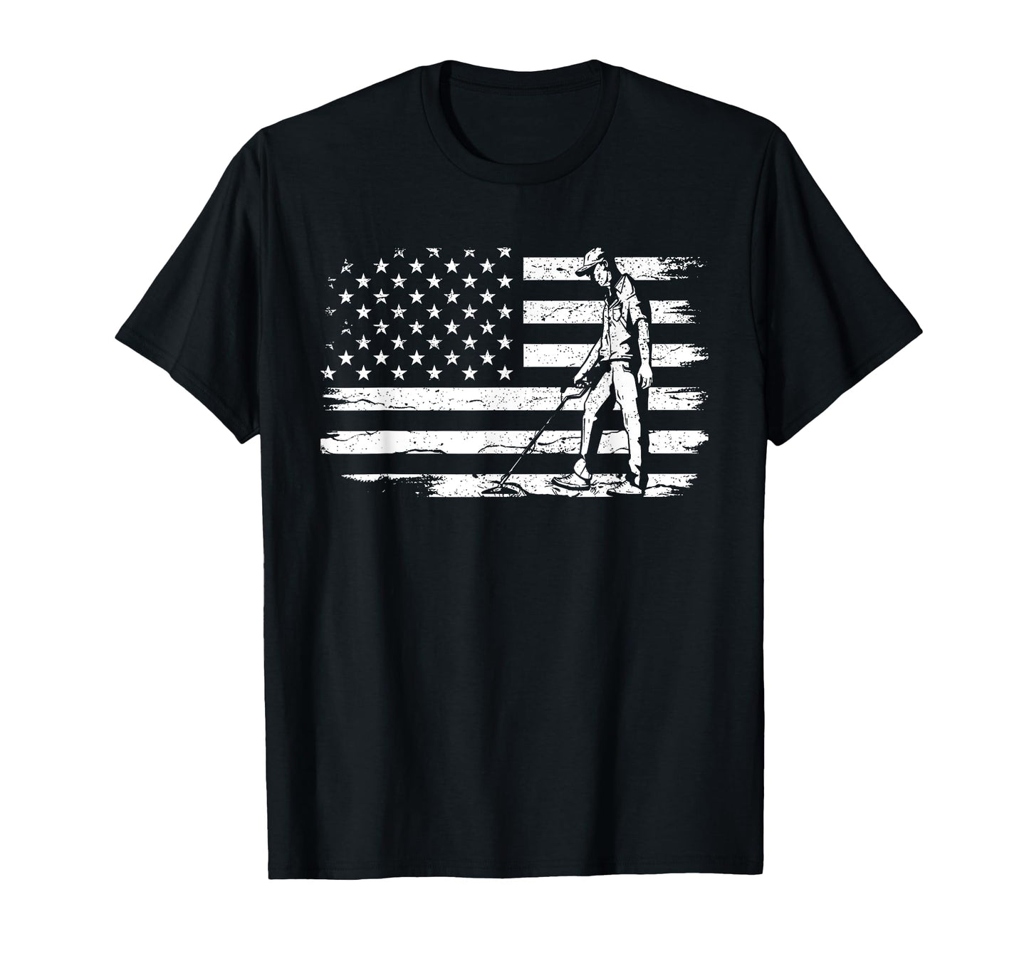 Patriotic Metal Detecting USA Flag Treasure Hunt Detectorist T-Shirt