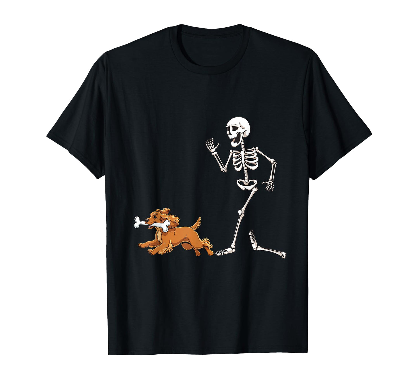 Funny Halloween Cocker Spaniel and Skeleton T-Shirt