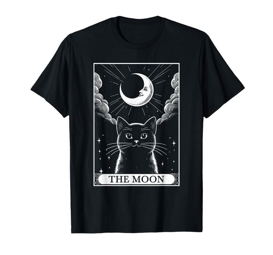 Tarot Card Vintage Crescent Moon Black Cat Mom Cat Lovers Men Women Kids T-Shirt