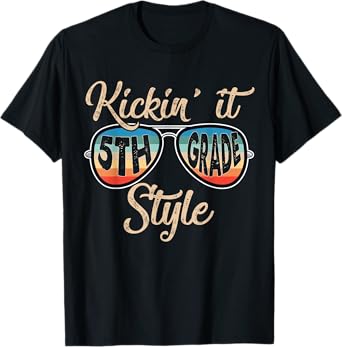 P41l Retro Kickin It 5th Grade Style Teacher Back To School T-Shirt for Men Women Girls Kids