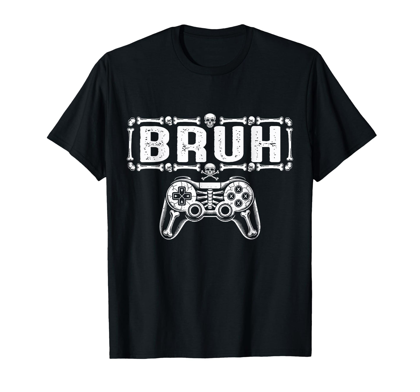 Halloween Skeleton Gamer Bruh Funny Video Gaming Boys Kids T-Shirt