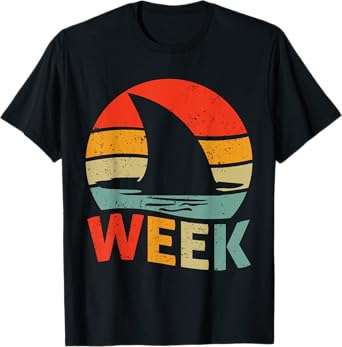 2025 Week Retro Shark Fin Lover Sea Ocean Animal Summer Trip Men Women Girls Kids T-Shirt
