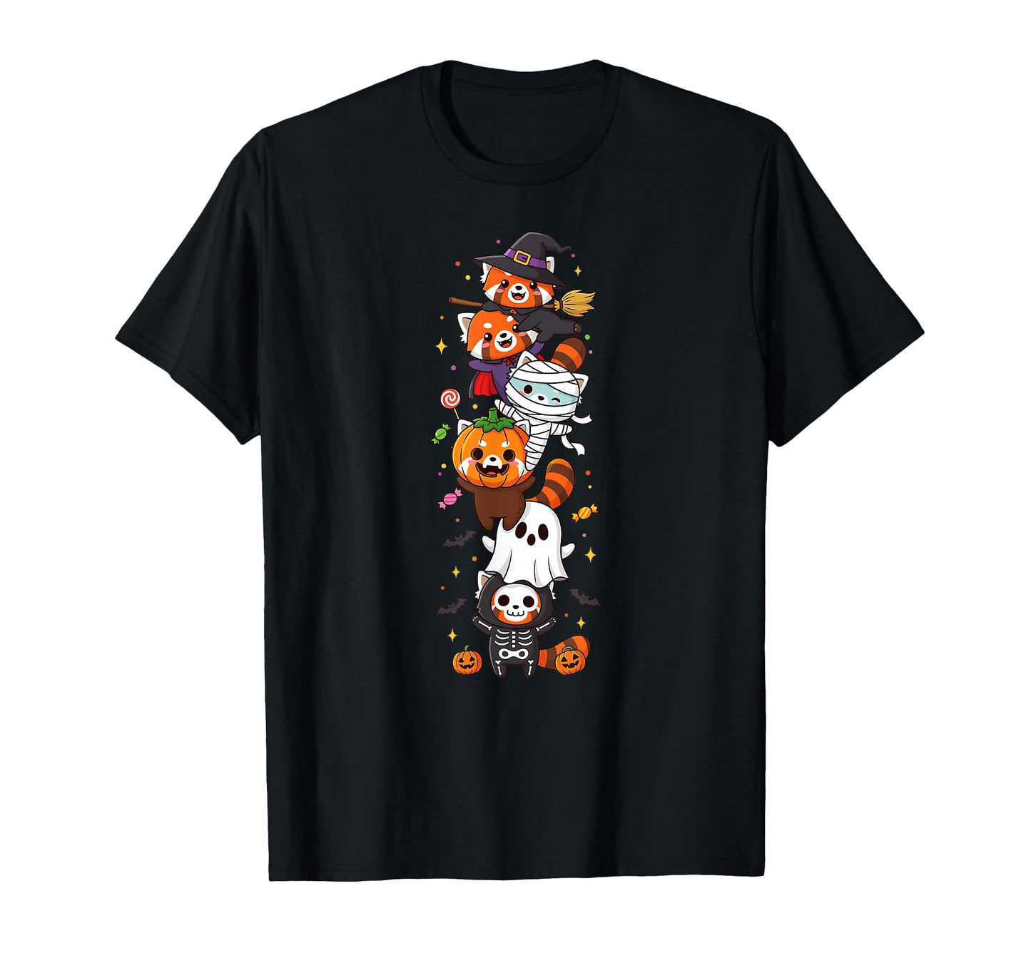 Red Panda Witch Vampire Ghost Halloween Kids Mens Womens T-Shirt