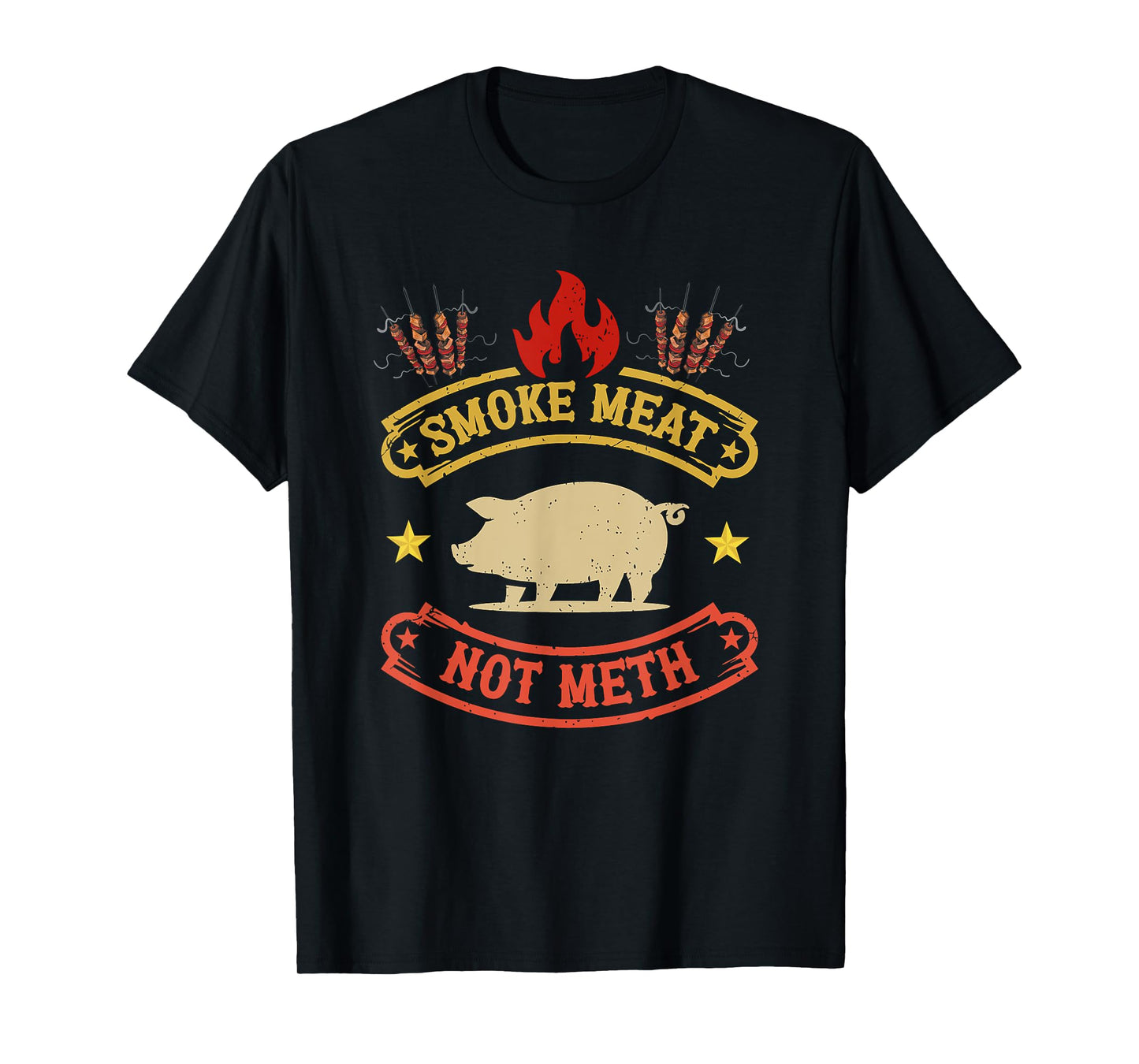 BBQ Grill Smokes Meat Not Meth Anti Drug Barbecue Grilling T-Shirt