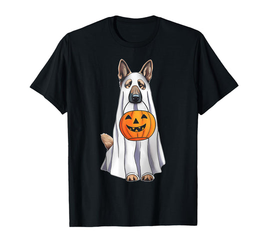German Shepherd Ghost Pumpkin Halloween Costume Fall T-Shirt