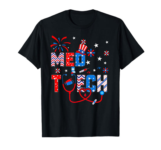 4th Of July Shirt For Women Stethoscope Patriotic Med Tech T-Shirt