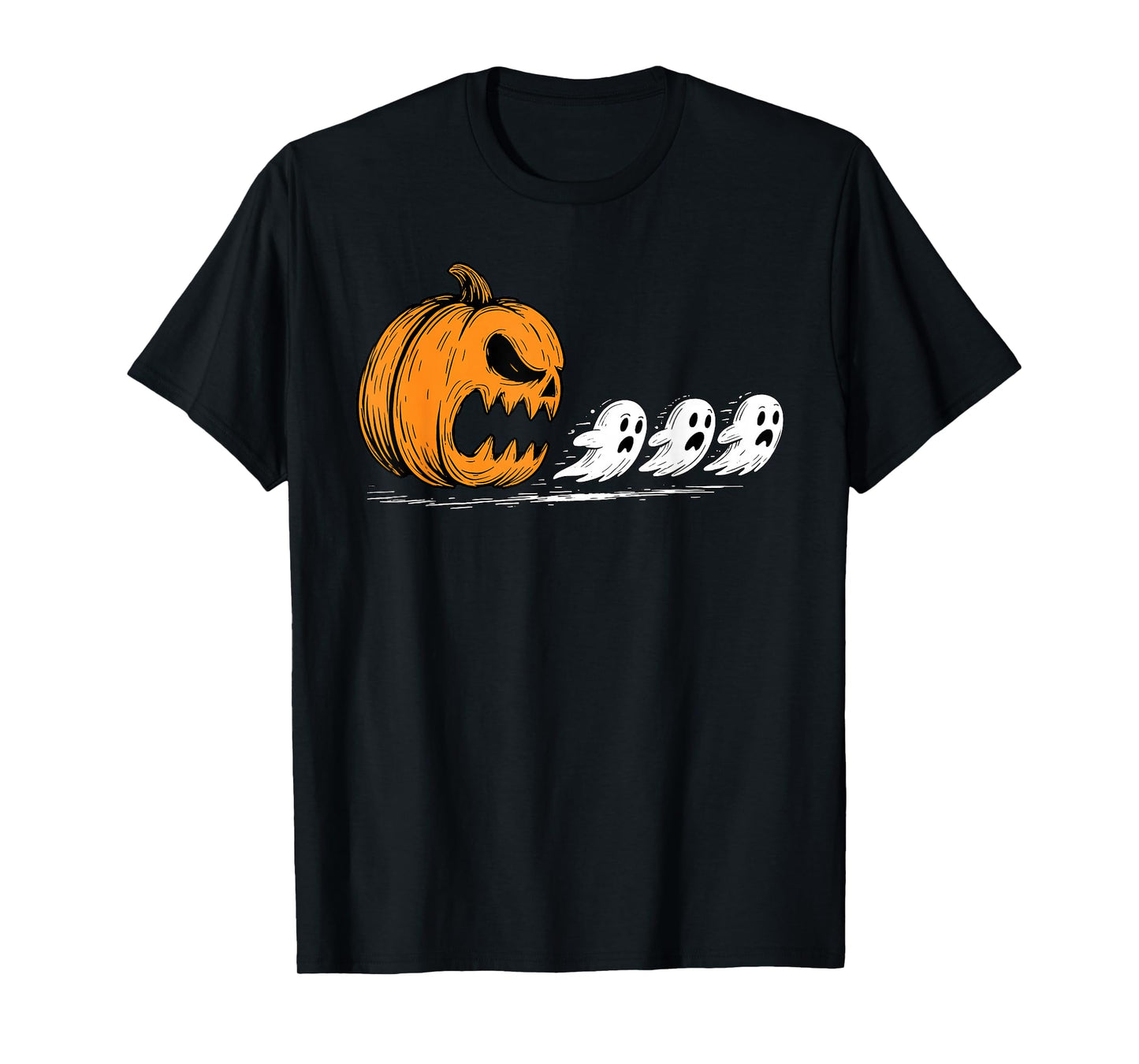 Pumpkin Chasing Ghosts Funny Spooky Halloween Costume T-Shirt