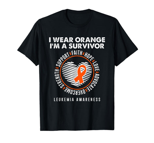Wear Orange Ribbon Survivor Leukemia Blood Cancer Awareness T-Shirt