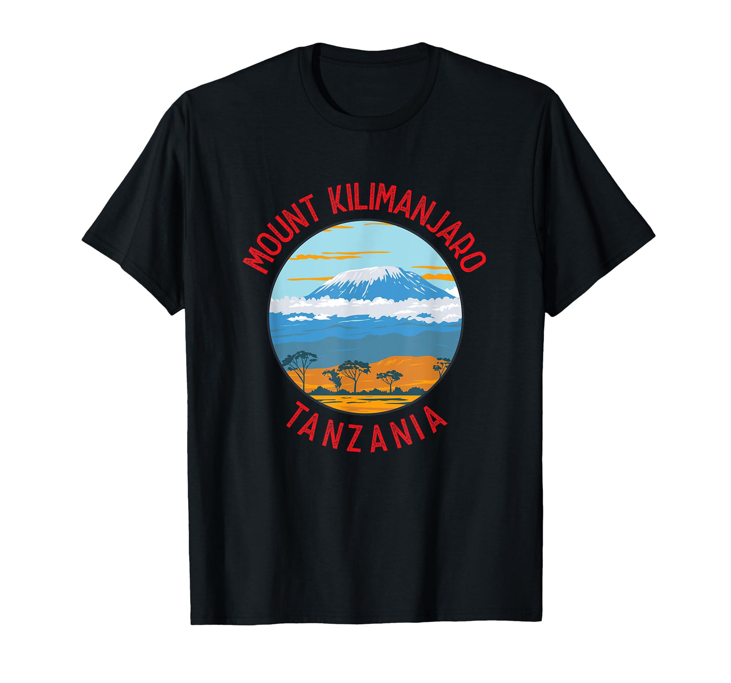 Mount Kilimanjaro Tanzania Distressed Circle Vintage T-Shirt