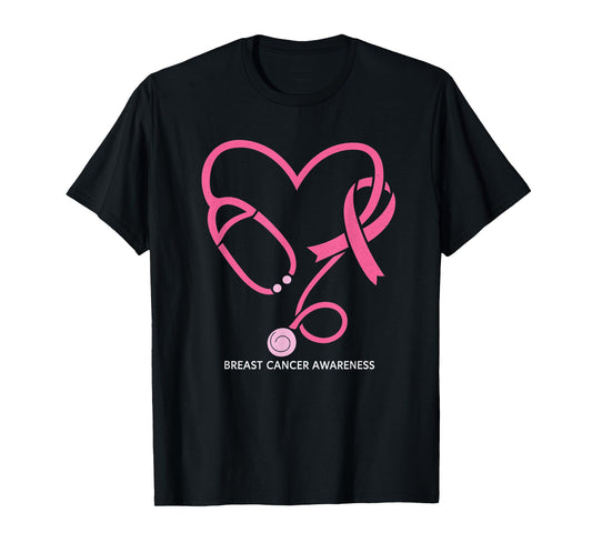 Pink Stethoscope Nurse Medical Breast Cancer Awareness T-Shirt