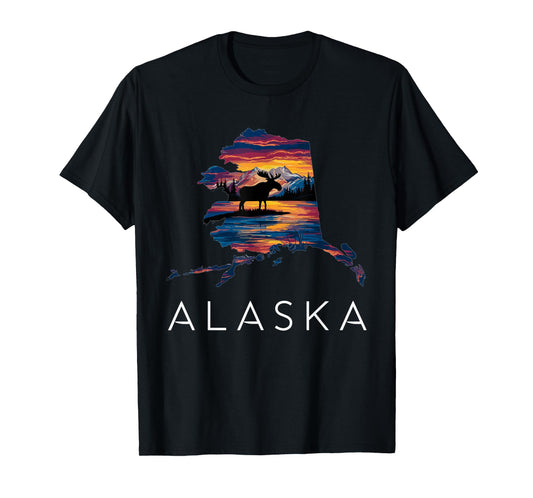 Alaskan Moose Animal Alaska Map T-Shirt