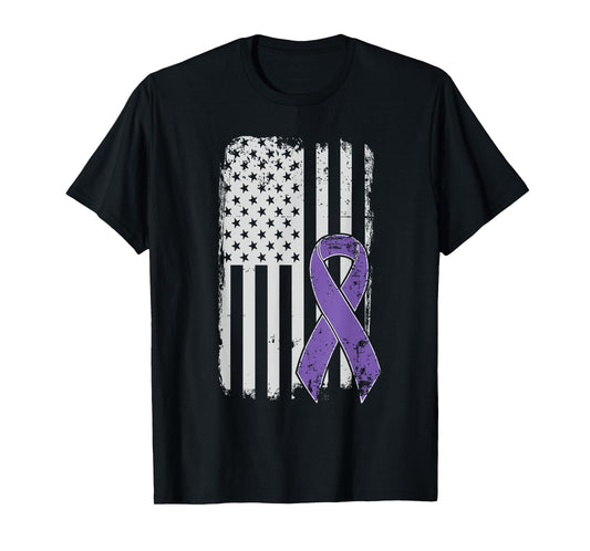 Testicular Cancer Awareness - Vintage USA American Flag T-Shirt