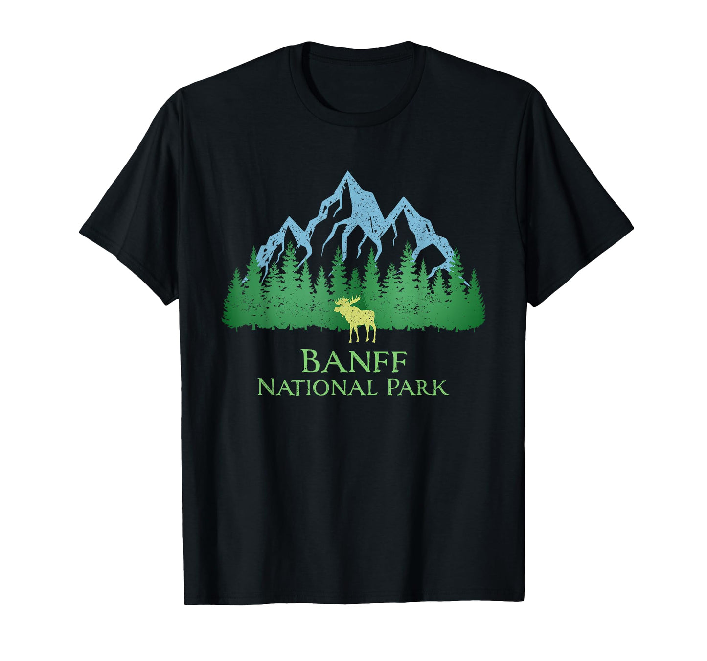 Banff National Park Alberta Canada Moose Trees Vintage Look T-Shirt