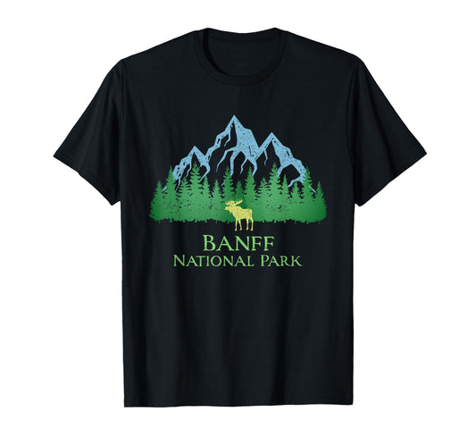 Banff National Park Alberta Canada Moose Trees Vintage Look T-Shirt