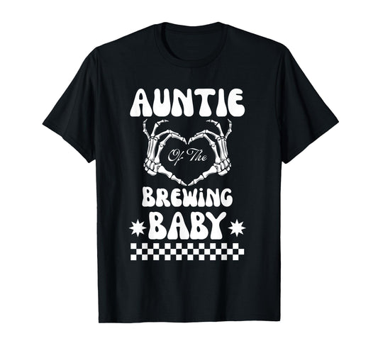 Auntie of Brewing Baby Halloween T-Shirt Baby Shower Spooky T-Shirt