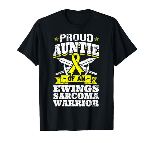 Proud Auntie Of An Ewings Sarcoma Warrior Awareness Ribbon T-Shirt