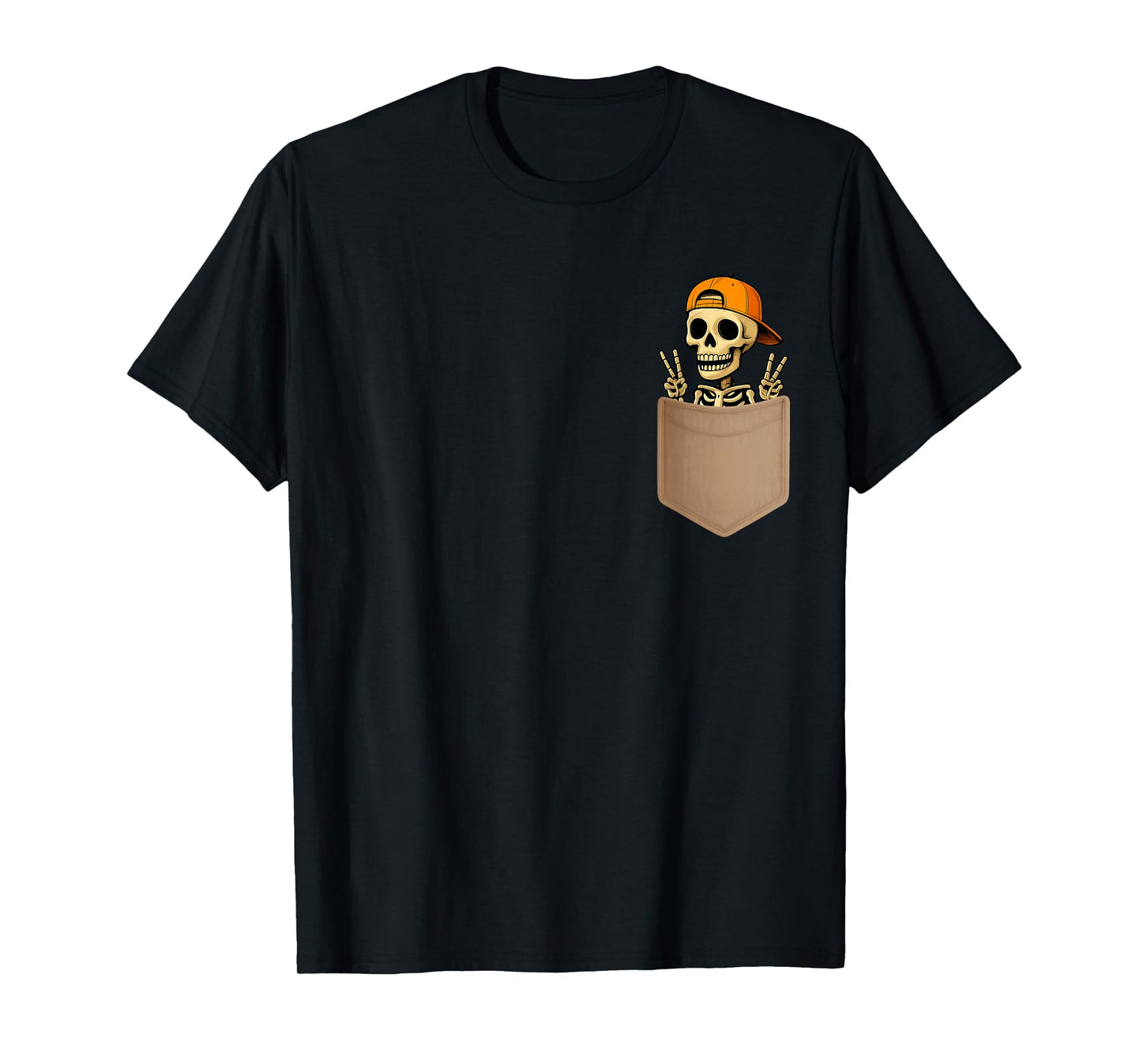 Halloween Skeleton Peeking in Pocket Skeleton Lover T-Shirt