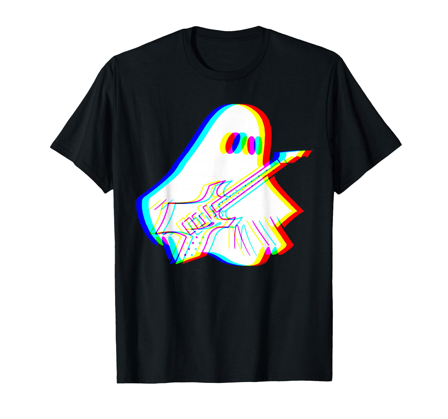 Ghost Playing Electric Guitar Rock Halloween Mens Kids Boys T-Shirt