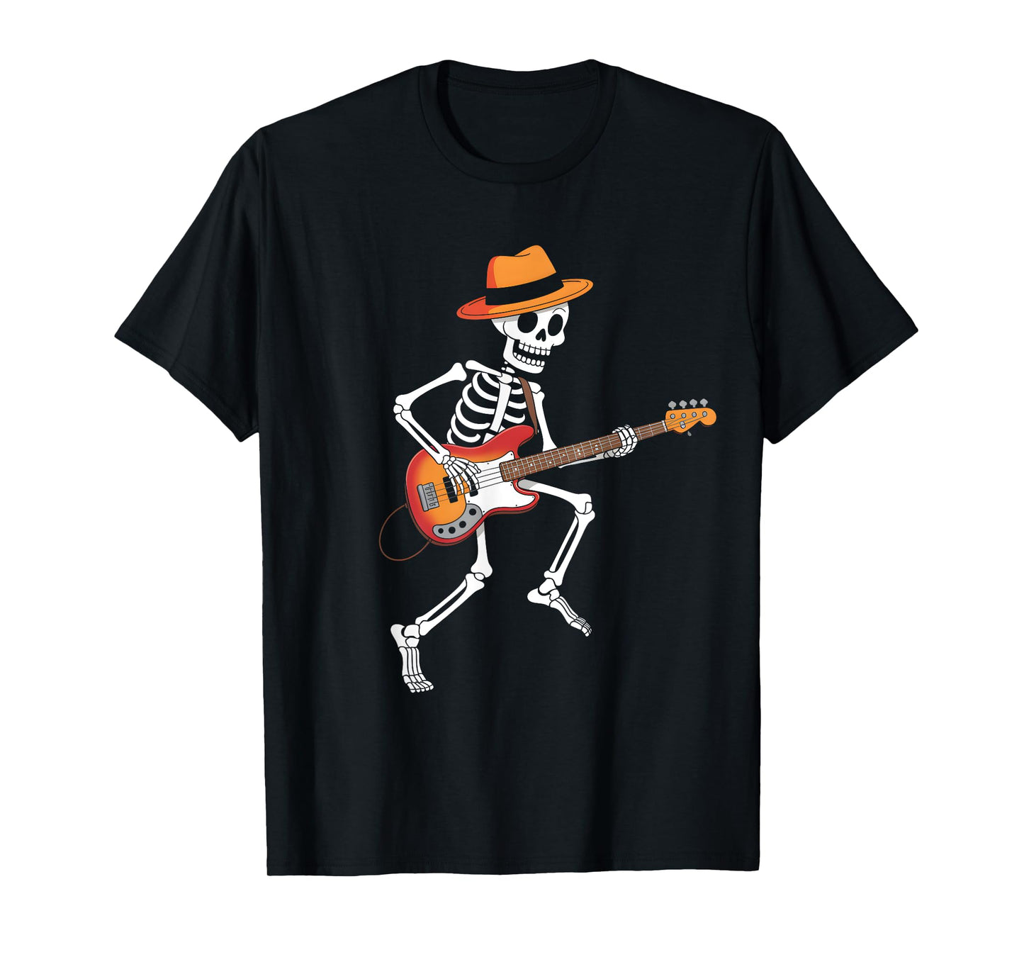 Skeleton Playing Electric Guitar Rock Halloween T-Shirt