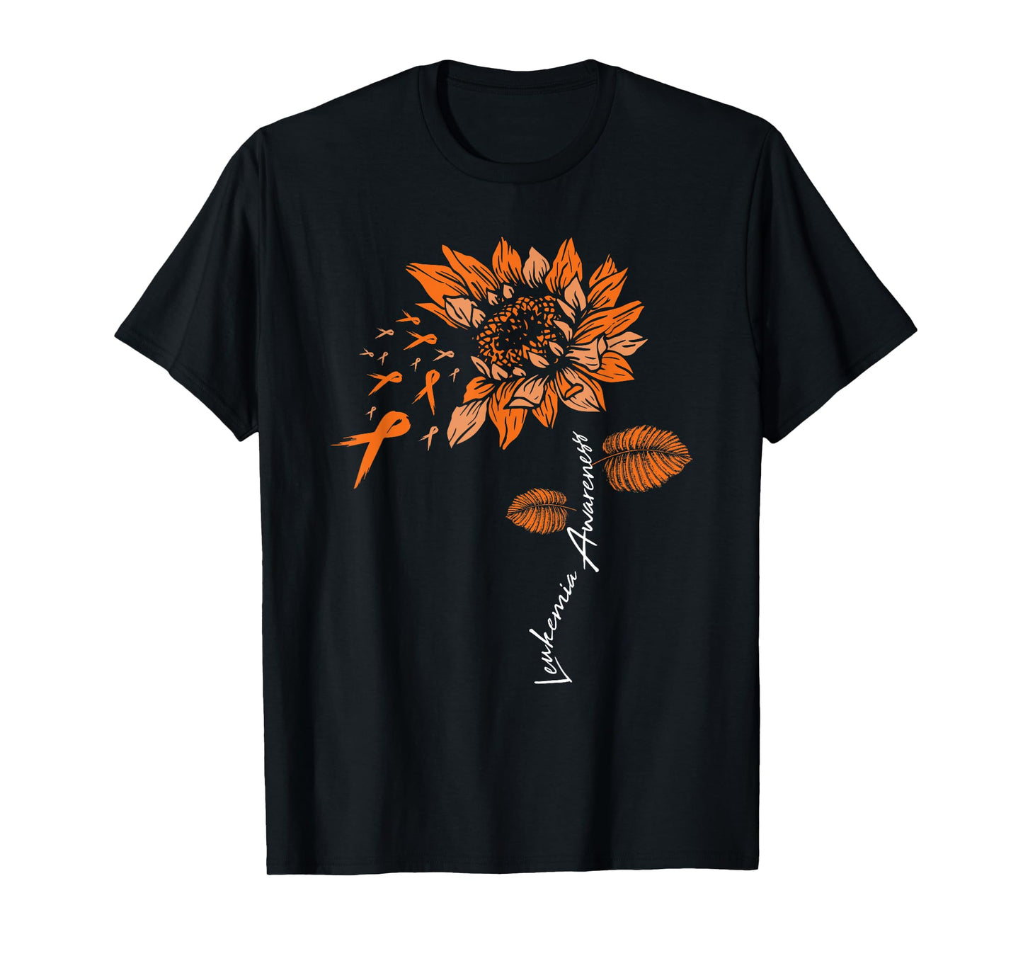 Leukemia Blood Cancer Awareness Orange Ribbon Sunflower T-Shirt