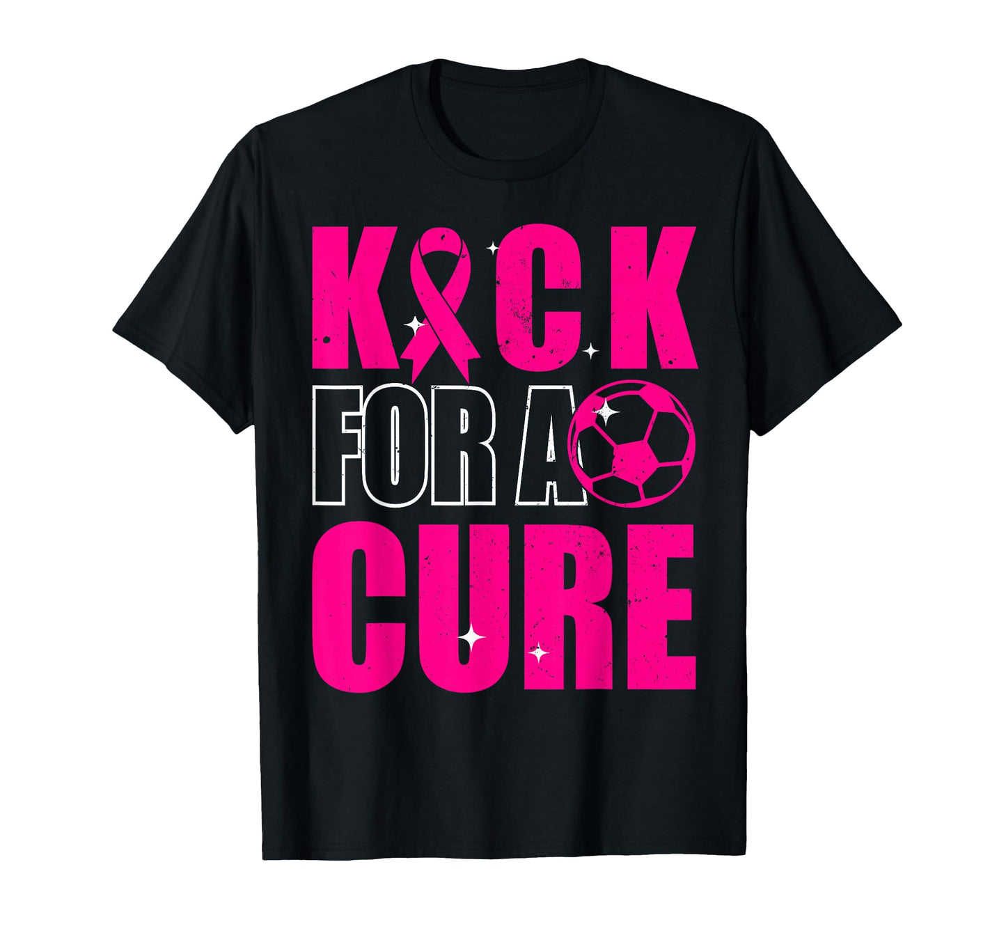Kick For a Cure Breast Cancer Awareness Pink Ribbon Soccer T-Shirt