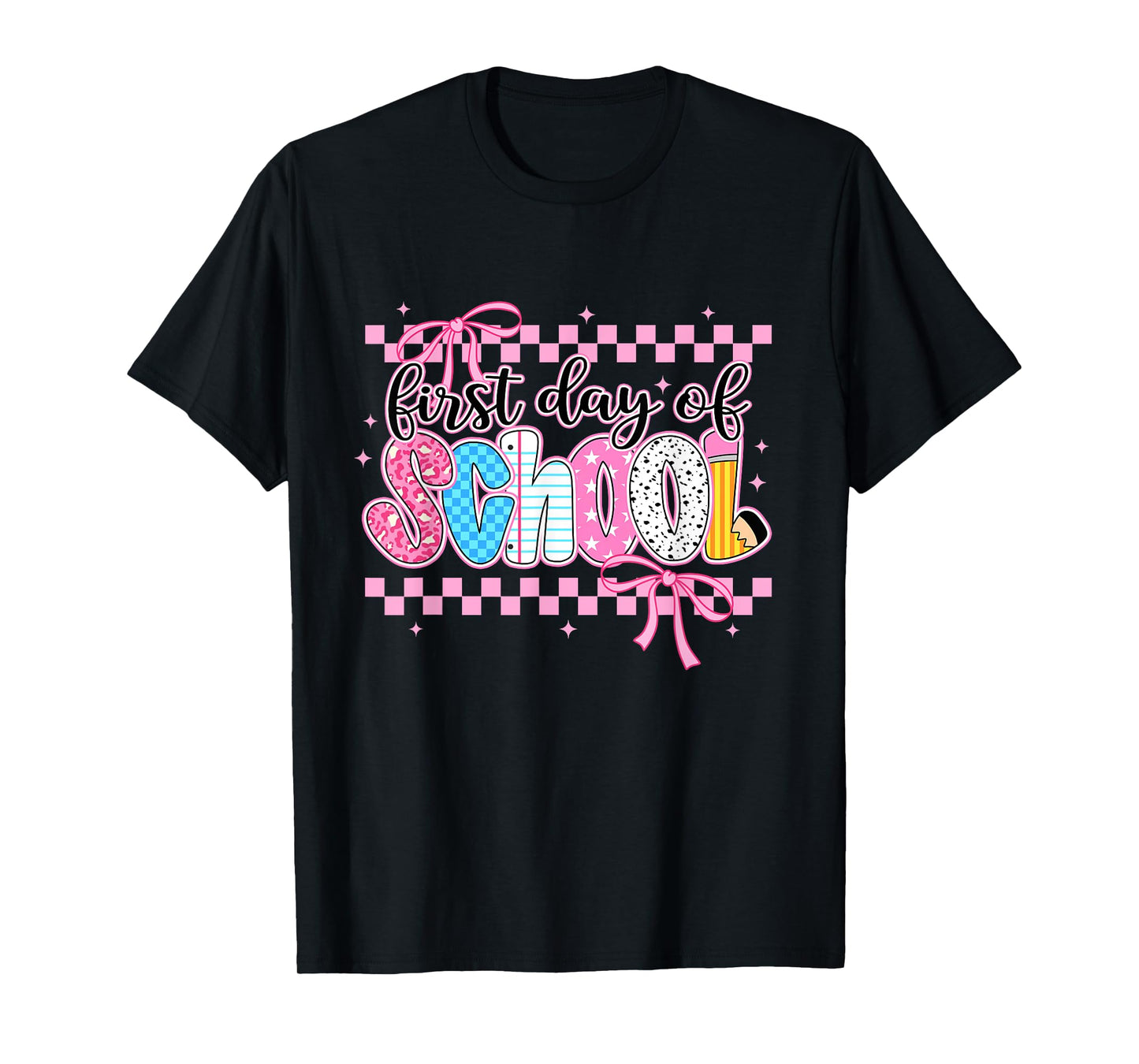 Retro First Day Of School Bow Teacher Student Back To School T-Shirt