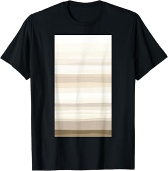 Beige Tan Horizontal Stripes Pattern Minimalist T-Shirt