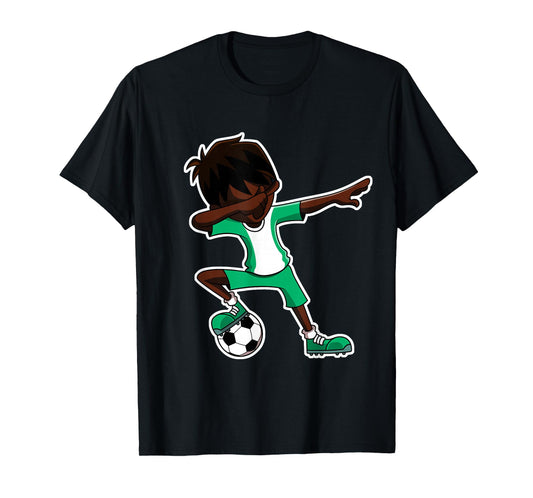 Dabbing Soccer Boy Nigeria Shirt, Nigerian Flag Jersey, Dab T-Shirt