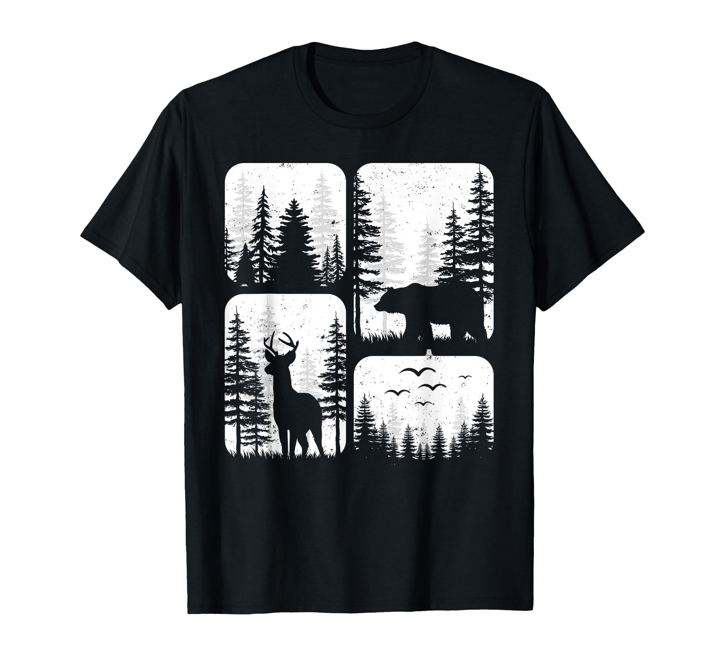 Trees Reflection Wildlife Nature Deer & Bear Forest Outdoor T-Shirt