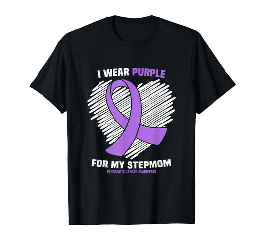 I Wear Purple For My Stepmom Pancreatic Cancer Awareness T-Shirt