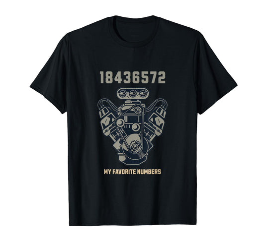 Racing V8 Engine Firing Order Classic Car Guy Automotive Fan T-Shirt