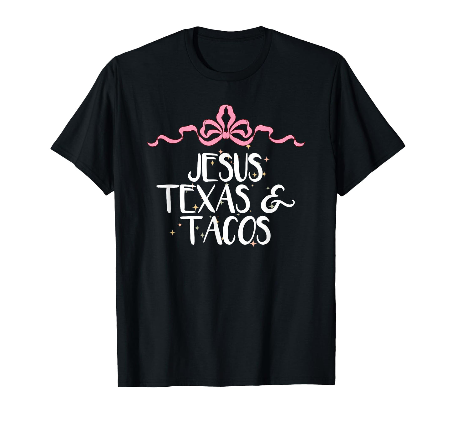 Cute Funny Jesus Texas & Tacos Saying Coquette Art Bow T-Shirt