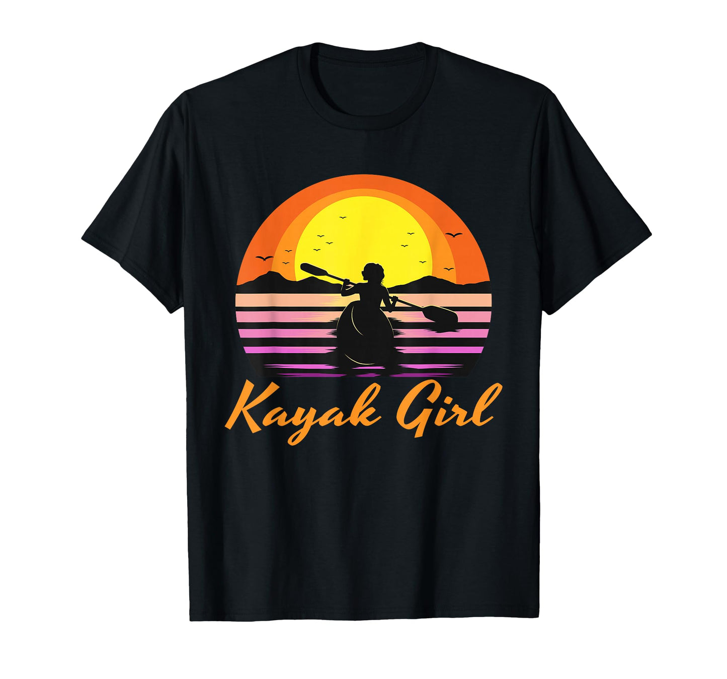 Kayak Girl Funny Kayaking Sunset Kayaker Boating Boat Lovers T-Shirt