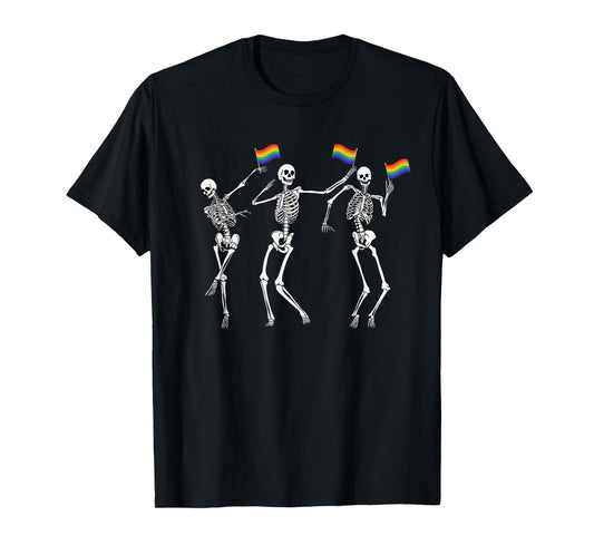 Skeleton Halloween LGBT Flag Skeleton Gay Pride Month T-Shirt