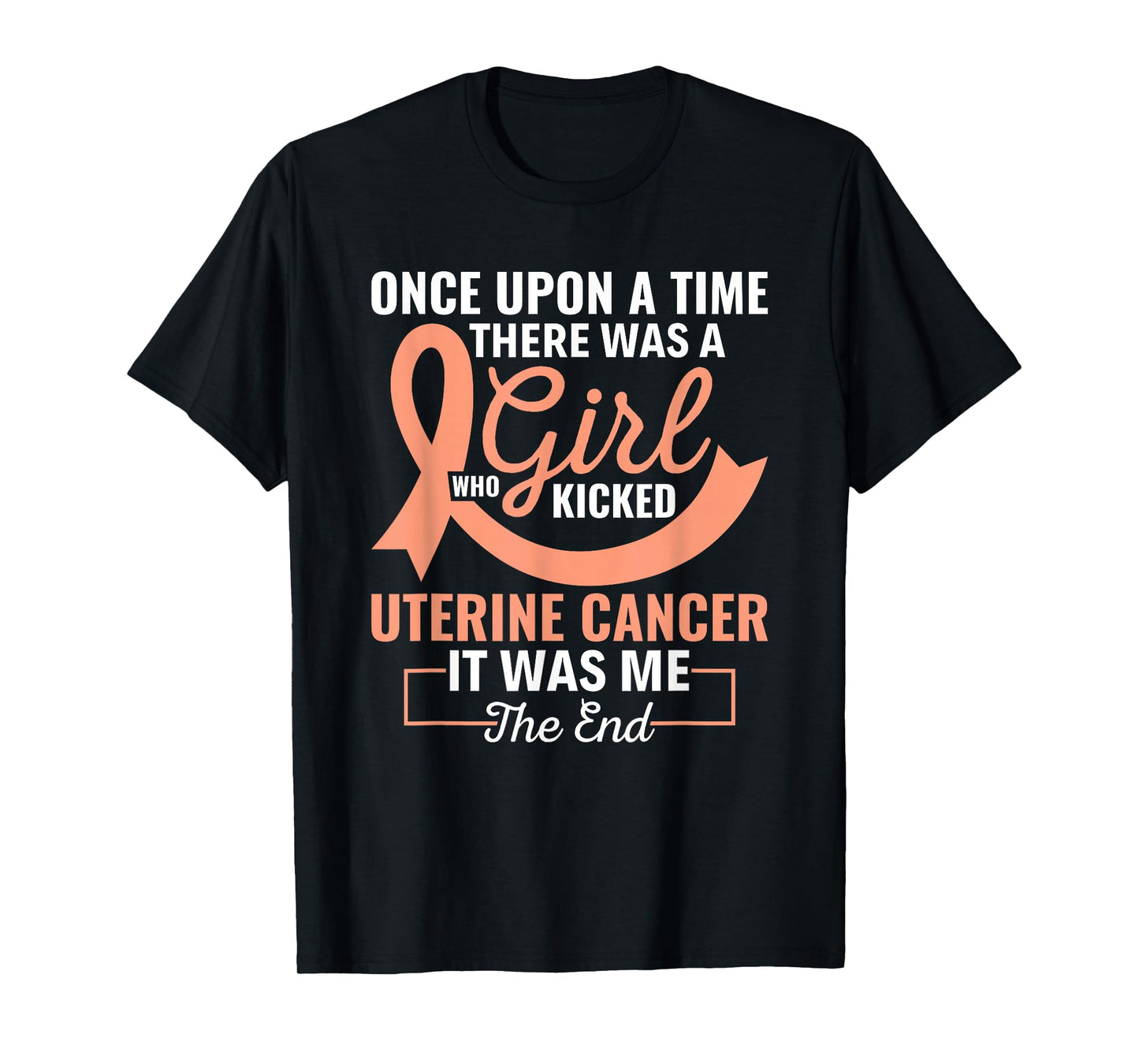 Girl Who Kicked Uterine Cancer Peach Ribbon Warrior T-Shirt