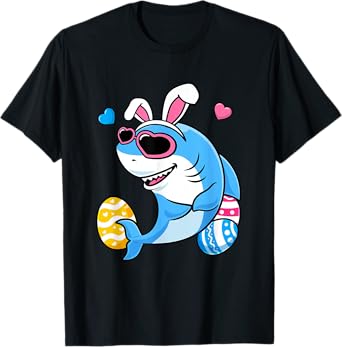 Cute Shark Bunny Ears Easter Day Boy Girl Kids T-Shirt